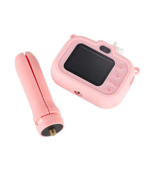 Aparat foto digital pentru copii, model Unicorn roz cu trepied 1080P
