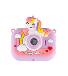 Aparat foto digital pentru copii, model Unicorn mov cu trepied 1080P