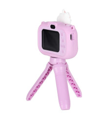Aparat foto digital pentru copii, model Unicorn mov cu trepied 1080P