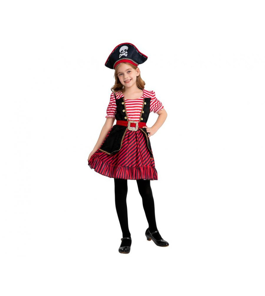Costum carnaval Pirat fata copii marime 120/130 cm (7-8 Ani)