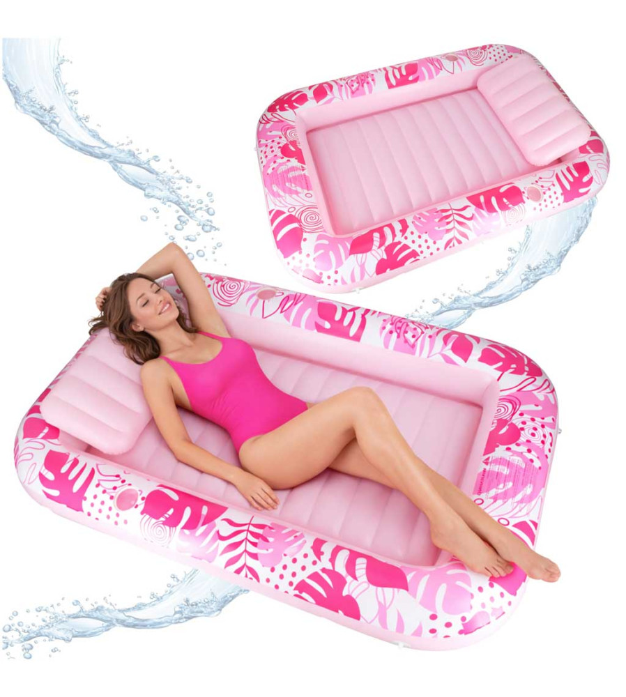 Saltea gonflabila mare pentru piscina cu perna 175 x 115 cm roz