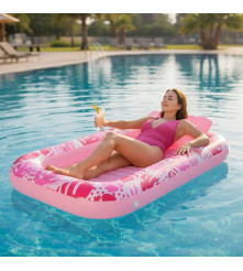 Saltea gonflabila mare pentru piscina cu perna 175 x 115 cm roz
