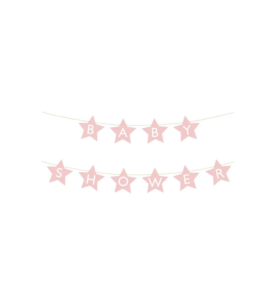 Ghirlanda Banner Baby Shower stelute roz (290 x 16.5 cm)