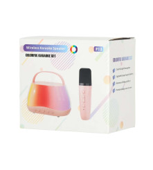 Set karaoke cu 2 microfoane wireless si boxa Bluetooth RGB LED