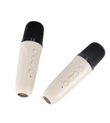 Set karaoke cu 2 microfoane wireless si boxa Bluetooth RGB LED