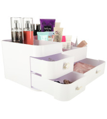 Organizator cosmetice alb XXL (34 x 22 x 15 cm) cu 3 sertare