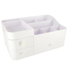 Organizator cosmetice alb XXL (34 x 22 x 15 cm) cu 3 sertare