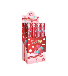 Tun confetti 40 cm inimioare hartie rosu albastru roz