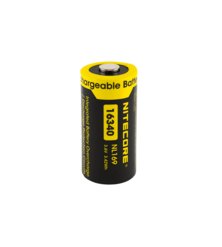 Acumulator Nitecore NL169 16340 / RCR123A 950mAh 3.6V Li-ion Protected – Button Top, 2A