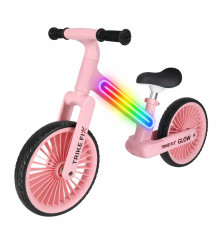Bicicleta fara pedale cu LED Trike Fix Glow roz