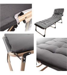 Pat pliabil camping LUARO 193 cm reglabil gri