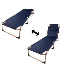 Pat pliabil camping LUARO 193 cm albastru inchis