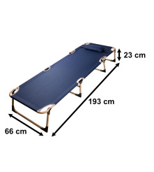 Pat pliabil camping LUARO 193 cm albastru inchis