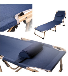 Pat pliabil camping LUARO 193 cm albastru inchis