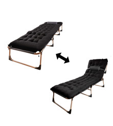 Pat pliabil camping LUARO recliner 193 cm negru