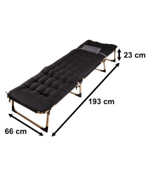 Pat pliabil camping LUARO recliner 193 cm negru
