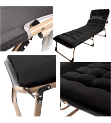 Pat pliabil camping LUARO recliner 193 cm negru