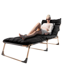 Pat pliabil camping LUARO recliner 193 cm negru