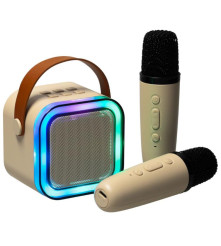 Set karaoke cu 2 microfoane boxa si wireless Bluetooth RGB LED