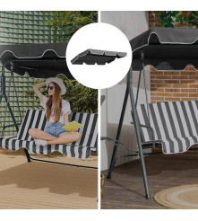 Copertină leagăn grădină impermeabilă 165x105 cm baldachin gri rezistent UV și ploaie