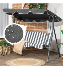 Copertină leagăn grădină impermeabilă 165x105 cm baldachin gri rezistent UV și ploaie