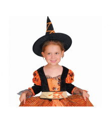 Costum Vrajitoare Dovleac pentru copii (3-4 ani) 92/104 cm rochie cu curea si palarie