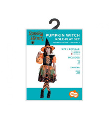 Costum Vrajitoare Dovleac copii 130/140 (9-10 Ani) rochie palarie curea si guler