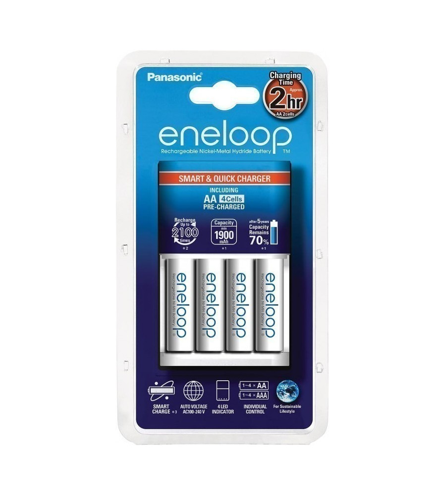 Incarcator Panasonic BQ-CC55 + 4 x Acumulatori AA Eneloop 1900mAh