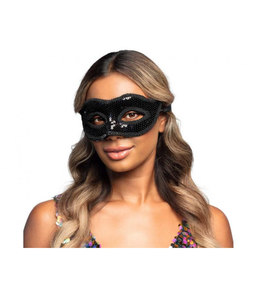 Masca carnaval Venetiana neagra cu paiete, marime universala