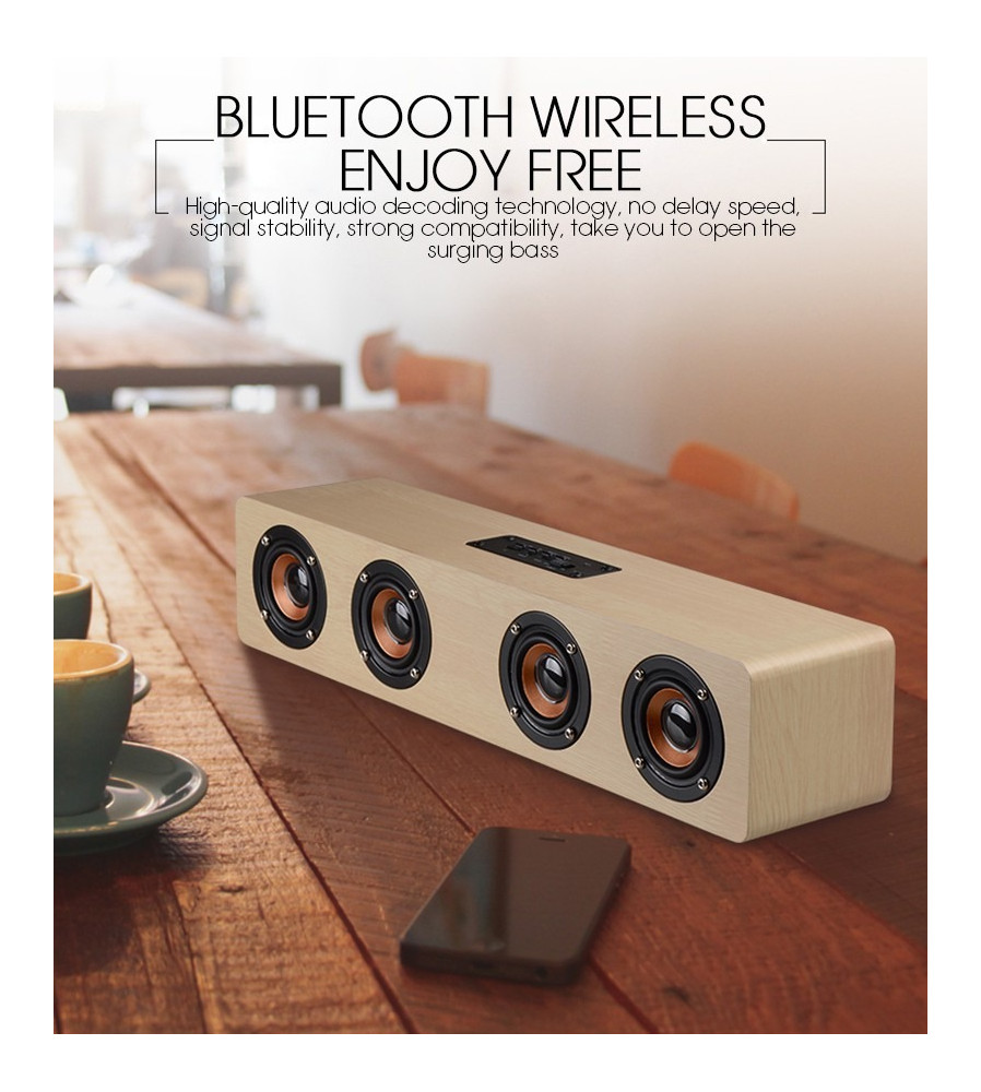 Boxa Bluetooth W8 12W Lemn AUX TF Card MP3 3000mAh