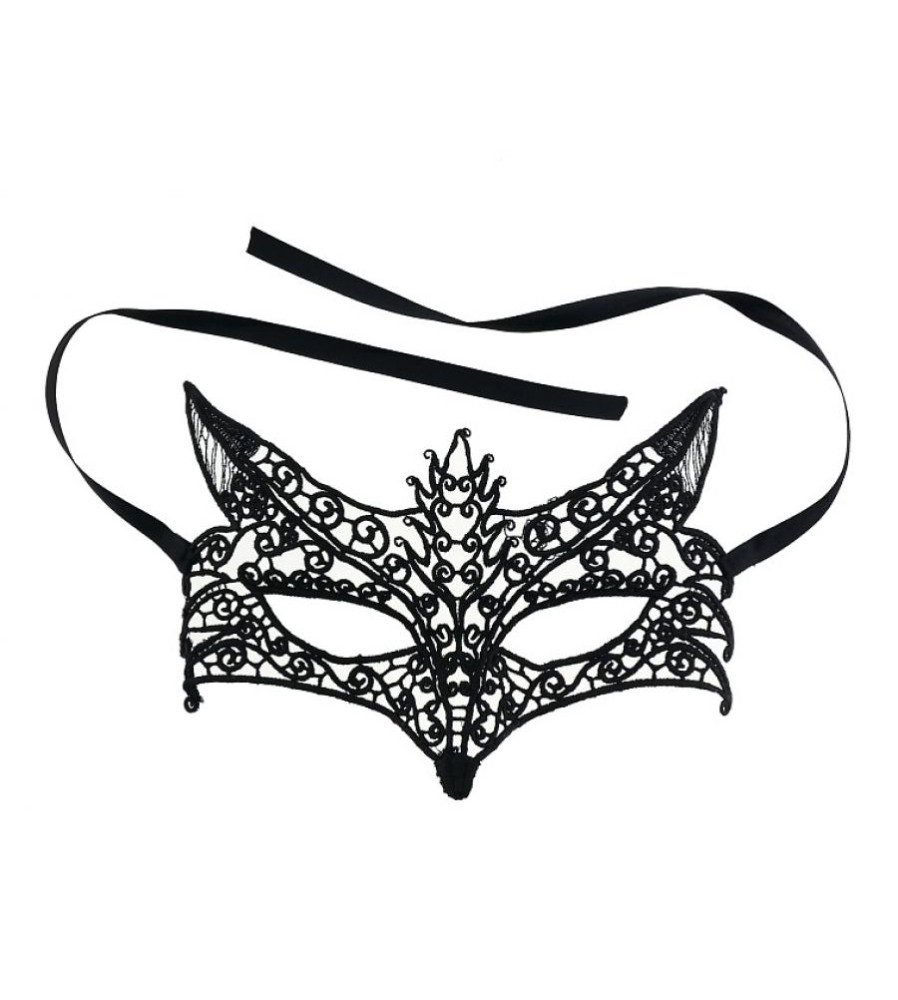 Masca carnaval dantela Wolf (lup) neagra