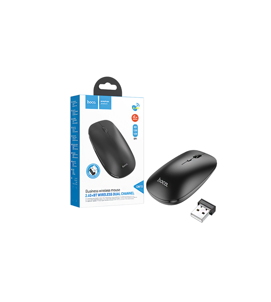 Mouse Wireless HOCO GM15 2.4GHz Bluetooth Negru