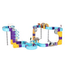 Set de Constructie Magnetic Circuit Masinute 127 Piese cu Vehicule Reincarcabile