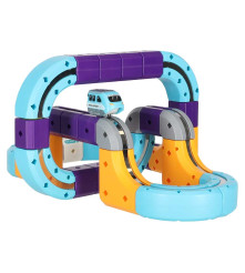 Set de Constructie Magnetic Circuit Masinute 127 Piese cu Vehicule Reincarcabile
