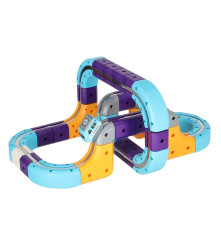 Set de Constructie Magnetic Circuit Masinute 127 Piese cu Vehicule Reincarcabile