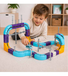 Set Constructie Magnetic Circuit Masinute 87 Piese STEM cu Auto Reincarcabil