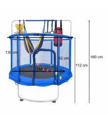 Trambulina Copii Gradina 155 cm Albastra cu Cos Baschet Hamac si Sac Box