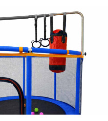 Trambulina Copii Gradina 155 cm Albastra cu Cos Baschet Hamac si Sac Box
