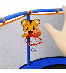 Trambulina Copii Gradina 155 cm Albastra cu Cos Baschet Hamac si Sac Box