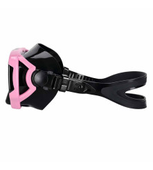 Set Snorkeling Masca si Tub Roz Negru cu Sticla Temperata