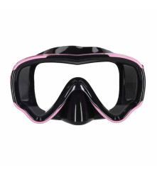 Set Snorkeling Masca si Tub Roz Negru cu Sticla Temperata