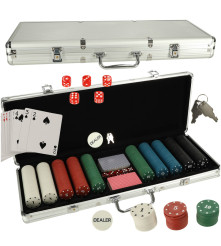 Set Poker 500 Jetoane Carti Zaruri Valiza Aluminiu