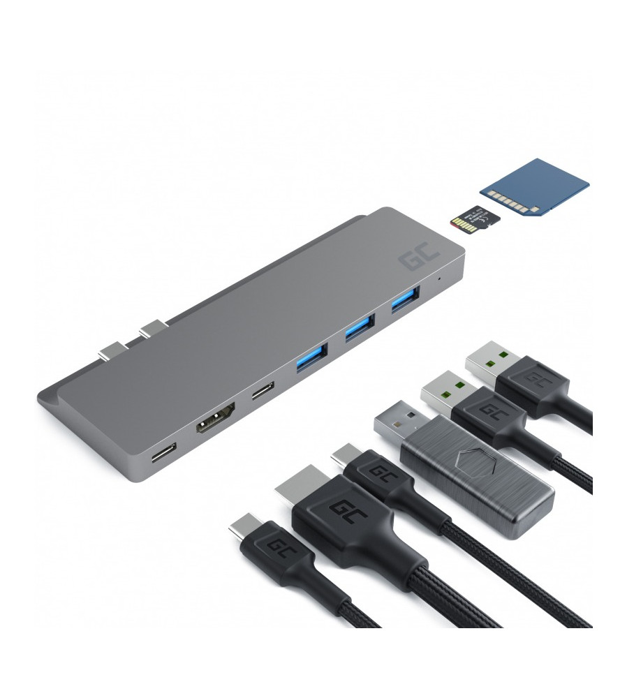 Adaptor Hub Connect60 8in1 MacBook USB C Thunderbolt HDMI Gri