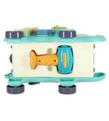 Jucarie Montessori Elefant Interactiv Sortator cu Ciocanel si Cuburi