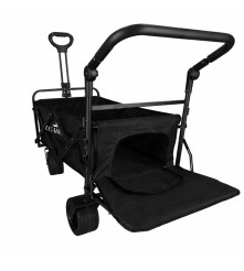 Carucior Pliabil pentru Plaja si Camping LUARO XL 120L cu Copertina Negru