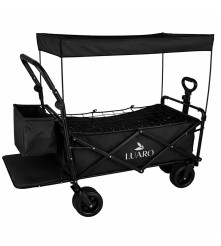Carucior Pliabil pentru Plaja si Camping LUARO XL 120L cu Copertina Negru