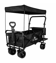 Carucior Pliabil pentru Plaja si Camping LUARO XL 120L cu Copertina Negru