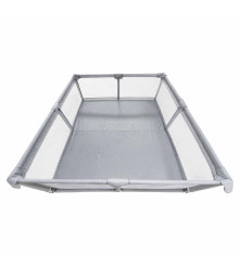 Tarc Pliabil Copii 150x200 cm Gri cu Plasa Respirabila Cadru Metalic
