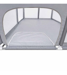 Tarc Pliabil Copii 150x200 cm Gri cu Plasa Respirabila Cadru Metalic