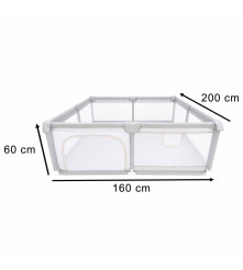 Tarc Pliabil Copii 150x200 cm Gri cu Plasa Respirabila Cadru Metalic
